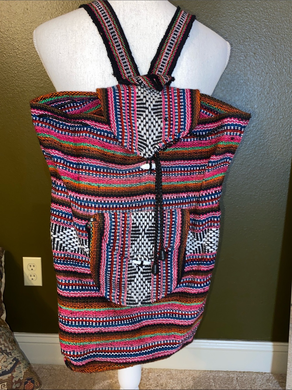 Handwoven Multicolor Striped Backpack